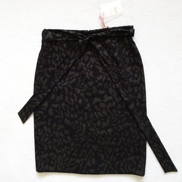 Alex Marie Leopard Print Skirt Women's Size 6 Black Animal Print - Picture 2 of 7